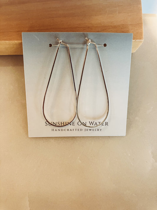 December Collection Long Silver Hoops