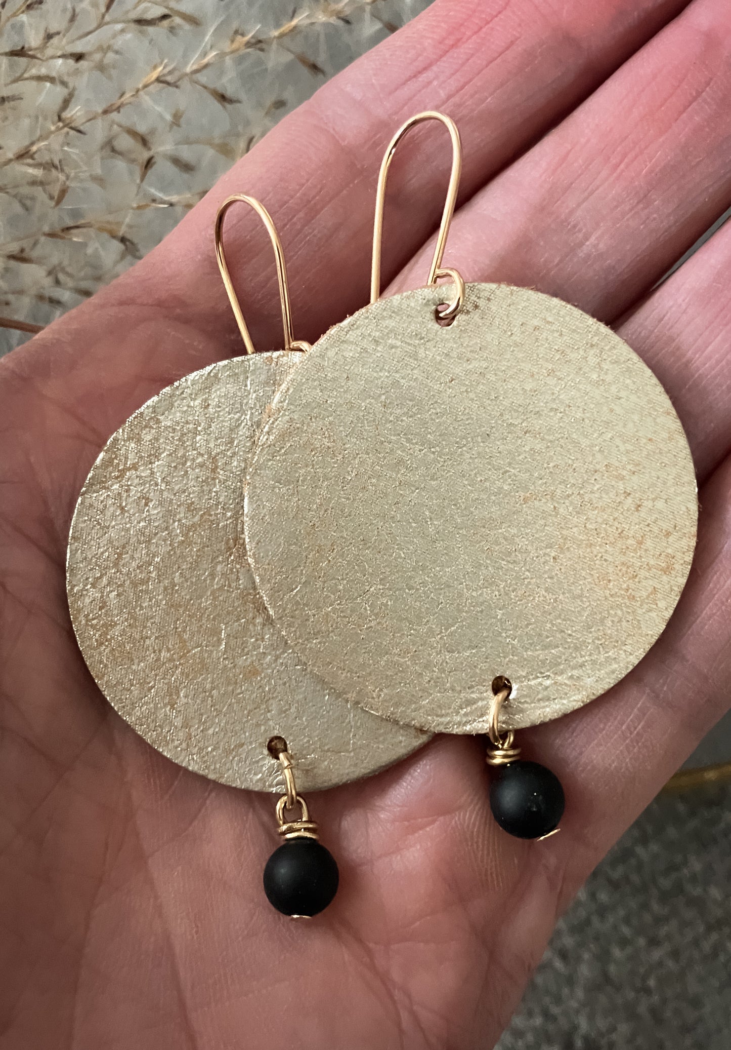 Champagne Leather Simply Neutral Earrings