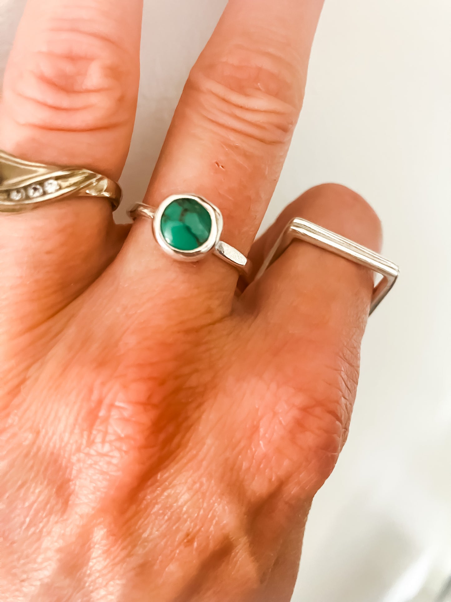 Green Varigated Turquoise Ring