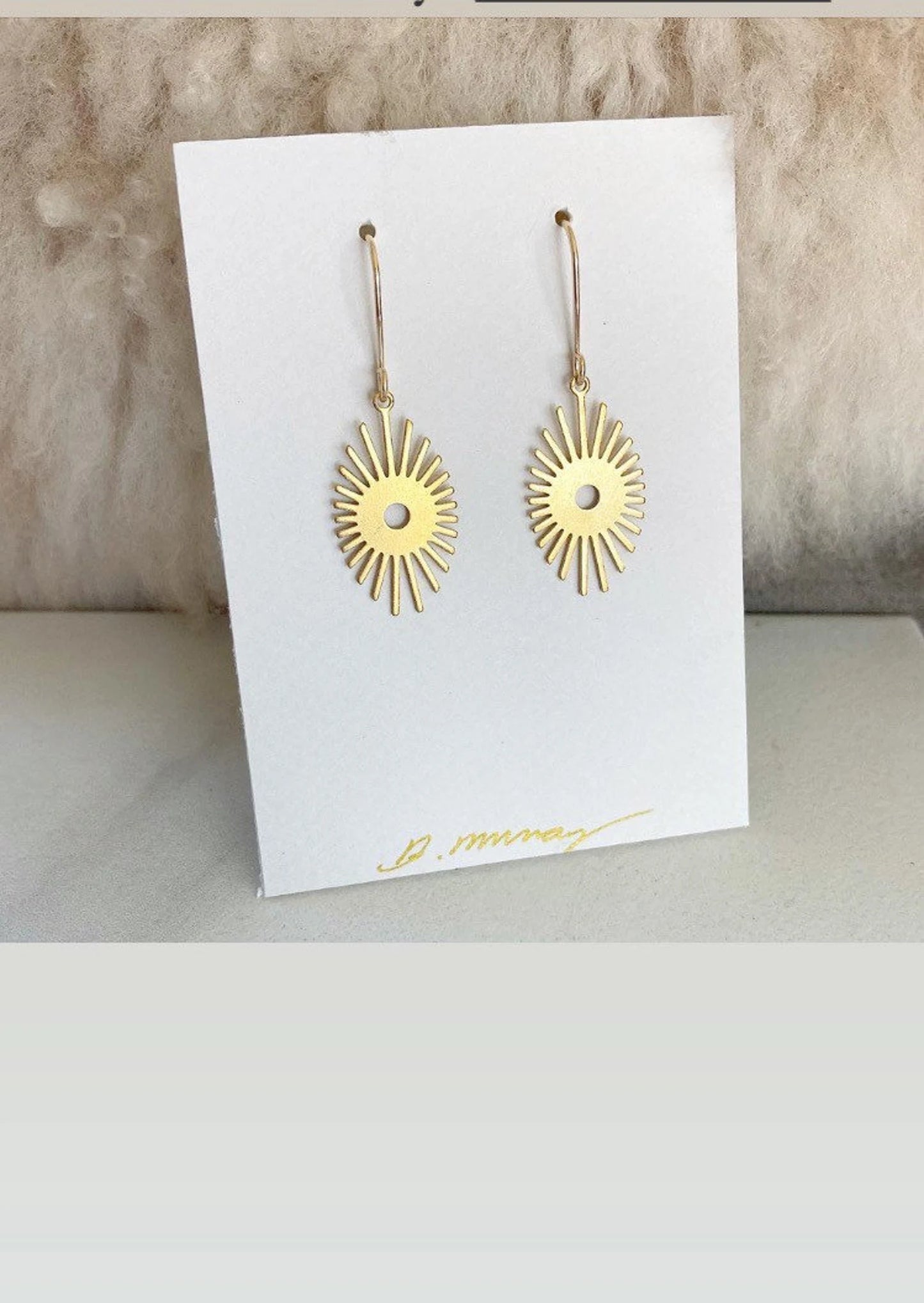 sun starbust shaped gold fill earrings