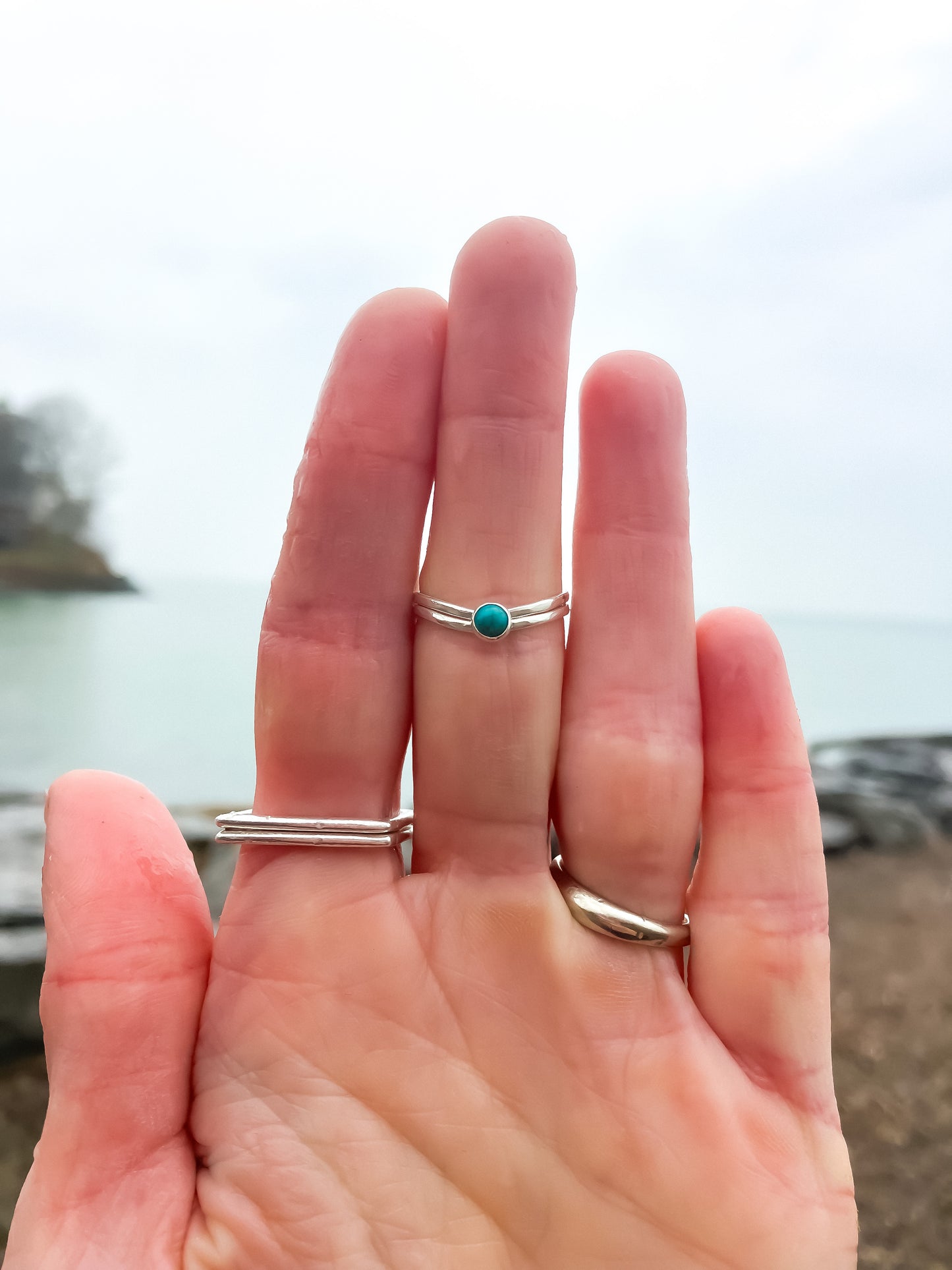 Turquoise and Silver Ring Set