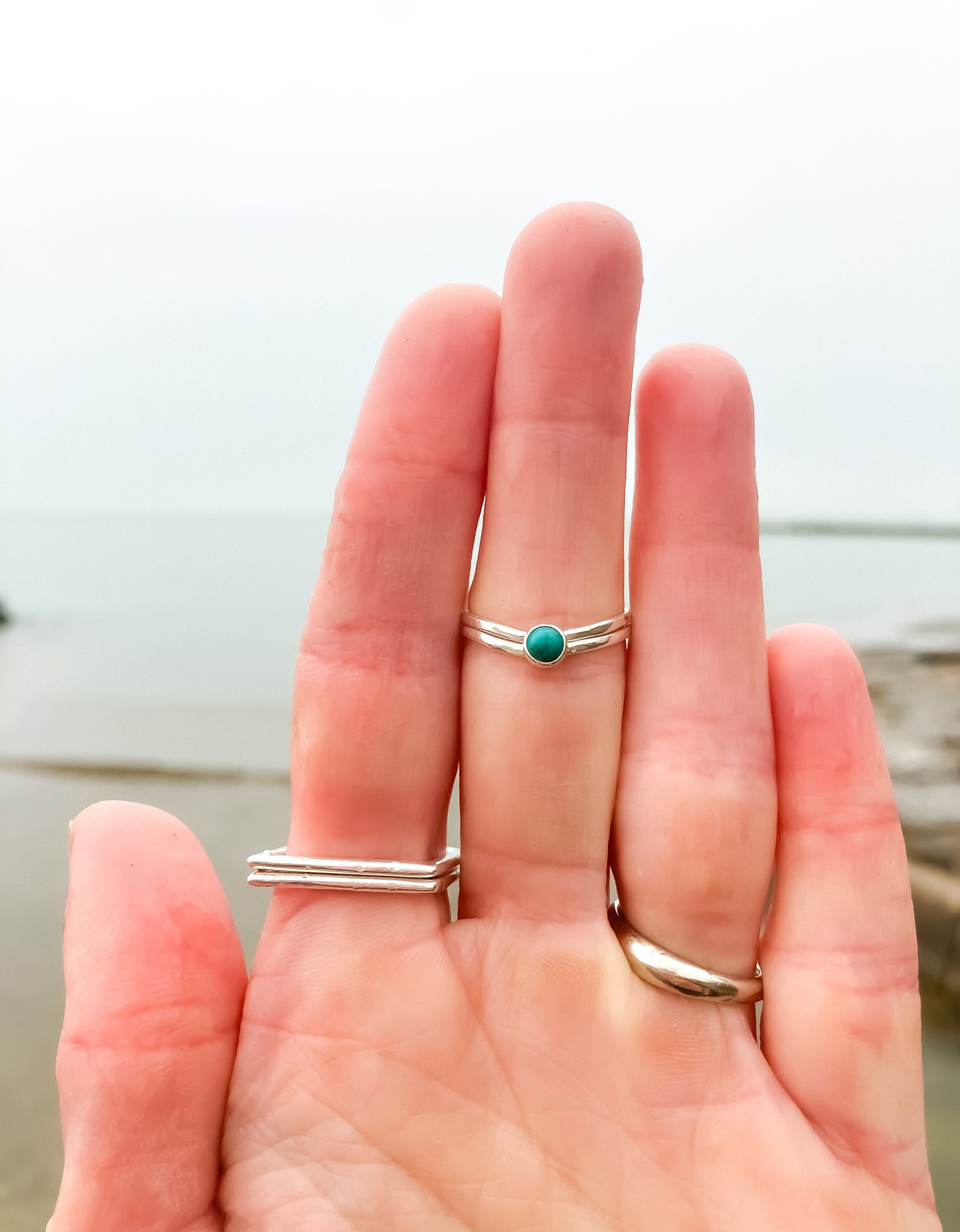 Turquoise and Silver Ring Set