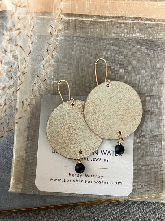 Champagne Leather Simply Neutral Earrings