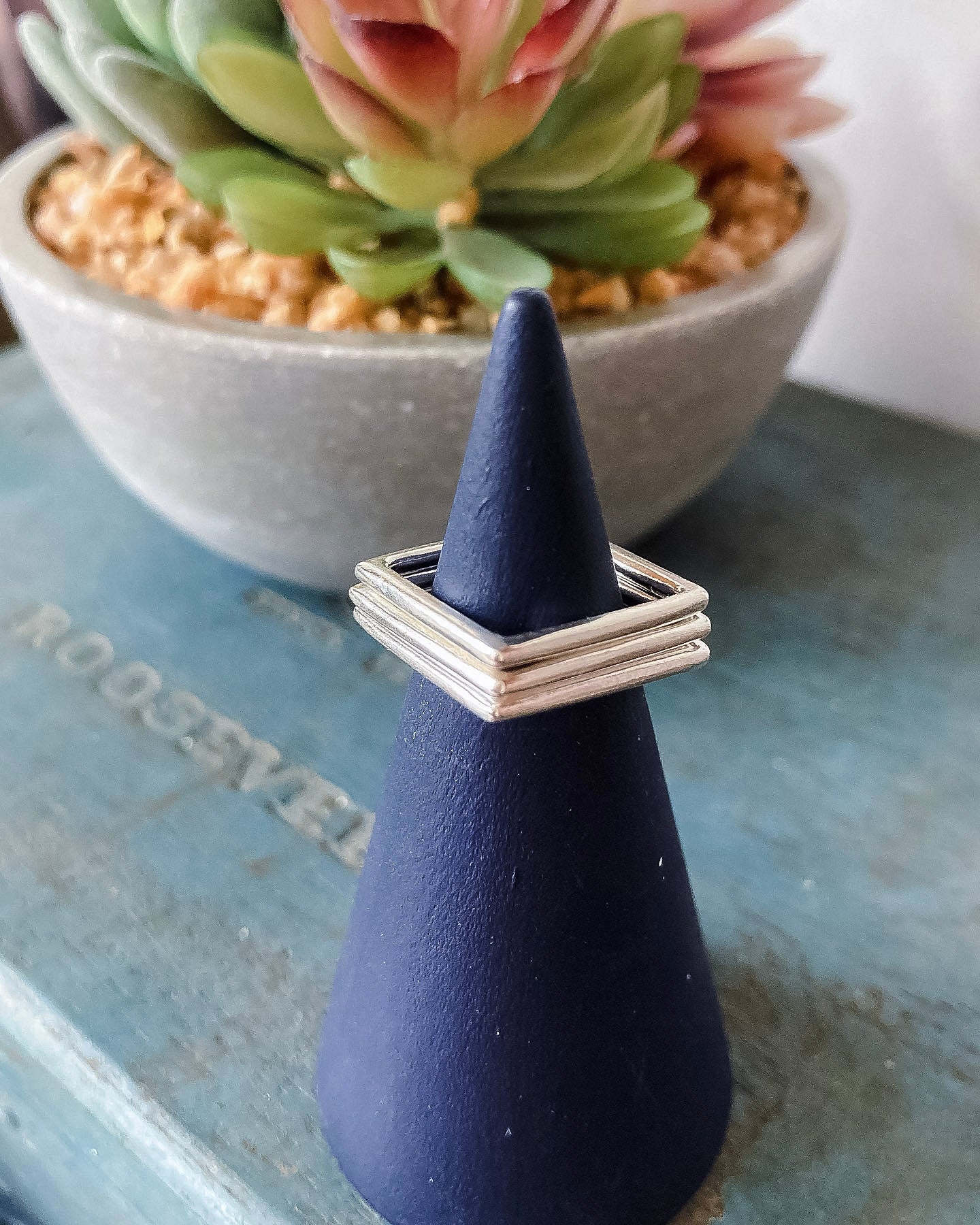 Anna Small Square Statement Ring