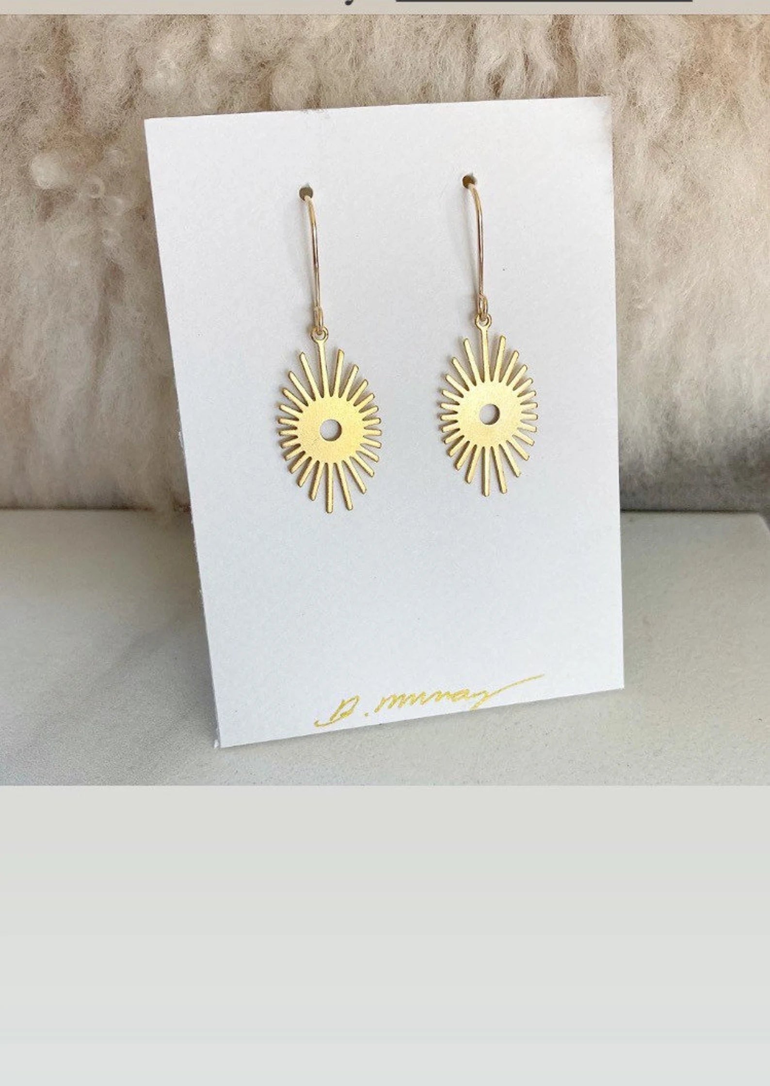 sun starbust shaped gold fill earrings 
