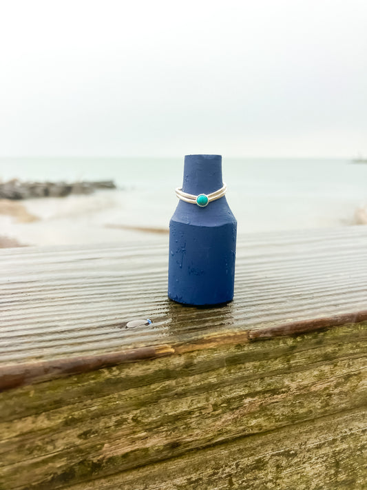 Turquoise and Silver Ring Set