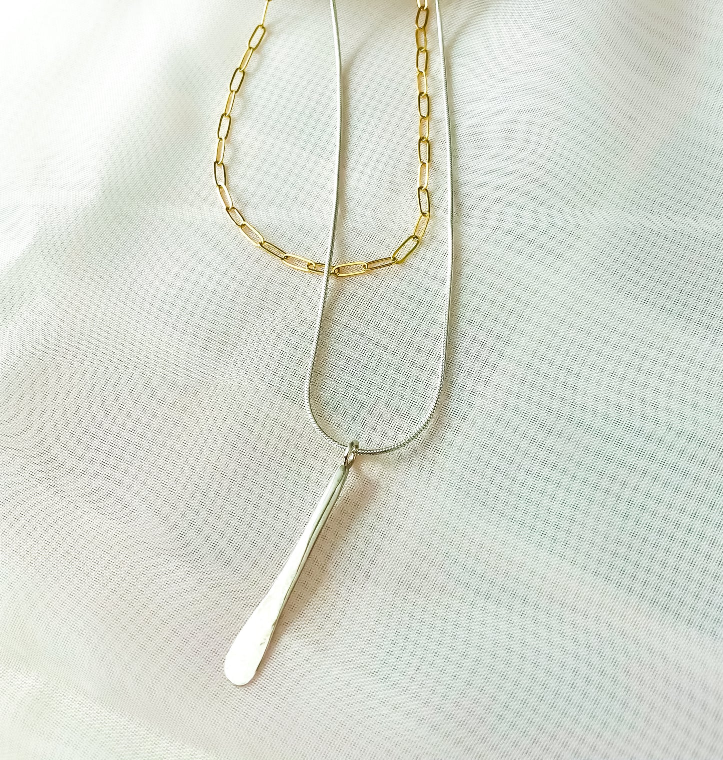 Silver Paddle Necklace